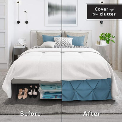 Nestl Blue Heaven Twin Bed Skirt - Pinch Pleat, 14" Drop, Microfiber