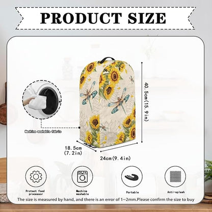 Dragonfly Sunflower Blender Covers for Kitchen Food Processor Cover with Durable Handle, Dust Covers for Kitchen Appliances Stand Mixer or Coffee Maker Appliance Cover