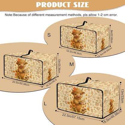 Toaster Oven Dust Cover Dustproof Convection Microwave Ovens Cover Stain-resistant Small Countertop Appliance Protector, L, Highland Cow Coffee Sunflower Fall Decor
