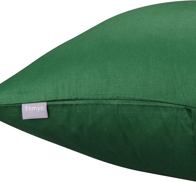 Thmyo 4-Pack 100% Cotton Comfortable Solid Decorative Throw Pillow Case Square Cushion Cover Sublimation Blank Pillow Covers DIY Throw Pillowcase for Sofa Couch(26x26 inch/ 66x66cm,Christmas Green)