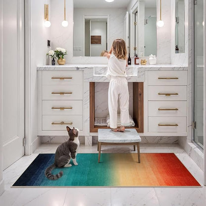 Wonnitar Washable Christmas Runner Rug for Hallway 2x6, Modern Ombre Colorful Kitchen Non-Slip Rug Runner, Contemporary Rainbow Abstract Laundry Carpet Runners for Bathroom Entrance (Colorful, 2'x6')