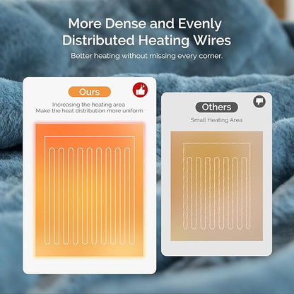 Heated Blanket Electric Blanket Twin 62"x84" Fast Heating Electric Blanket with 10 Heat Levels & 10 Hours Auto-Off Overheat Protection Cozy Soft Flannel Heated Throw Blanket