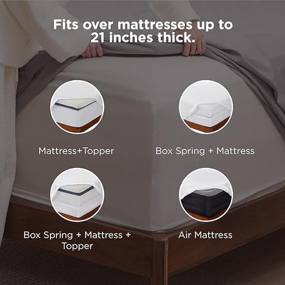 Bedsure Deep Pocket Full Size Bed Sheets Set - Fits Mattresses Up to 21 Inches Thick - 4 Piece GentleSoft Bed Sheets, Moisture Wicking, Soft & Cooling Bedsheet & Pillowcases, Easy & Secure Fit, White