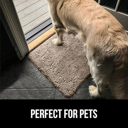 GORILLA GRIP SOAKSTOPPER Dog Door Mat, 48x30 Machine Washable Rug Absorbent Doormat Captures Moisture Mud Dirt, Quick Dry Soft Chenille Entryway Rugs Indoor Entrance Mats for Dog Paws, Beige