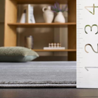 SAFAVIEH Vision Collection Area Rug - 8' Square, Silver, Modern Ombre Design, Non-Shedding & Easy to Clean, Ideal for Living Room, Bedroom, Dining Space (VSN606G)