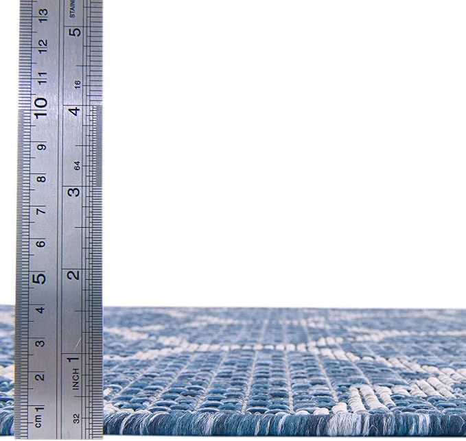 Unique Loom Trellis Collection Area Rug-Lattice Design, Moroccan Inspired for Indoor/Outdoor Décor, 5' 0" x 8' 0" Oval, Navy Blue/Gray