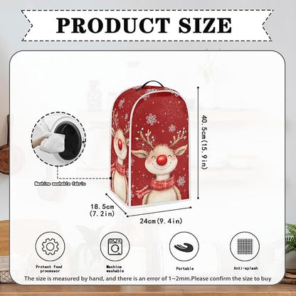 Christmas Blender Cover Elk Food Processor Dust Cover Red Xmas Kitchen Decor Dustproof Anti-Stain Appliance Dust Cover for Kitchen Aid Mixers Coffee Machine
