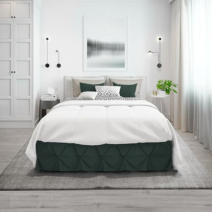 Nestl Forest Green Bed Skirt Full Size, Pinch Pleat Full Bed Skirt, 14" Inch Drop Full Bedskirt, Hotel Quality Forest Green Bed Skirts, Microfiber Bedskirt for Full Bed, Forest Green Full Bed Skirt