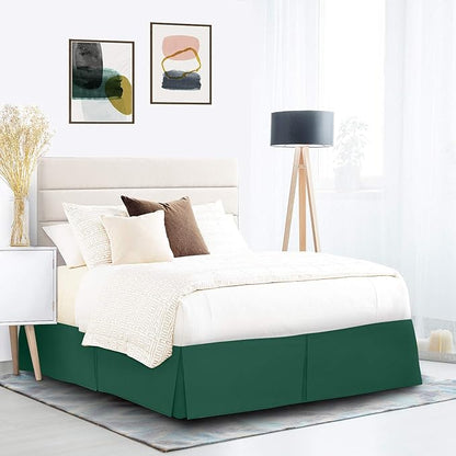 Nestl Hunter Green Twin Bed Skirt - Twin Size Bed Skirt 14 Inch Drop - Brushed Microfiber Bed Skirts - Hotel Quality Pleated Bed Skirt - Shrinkage & Fade Resistant