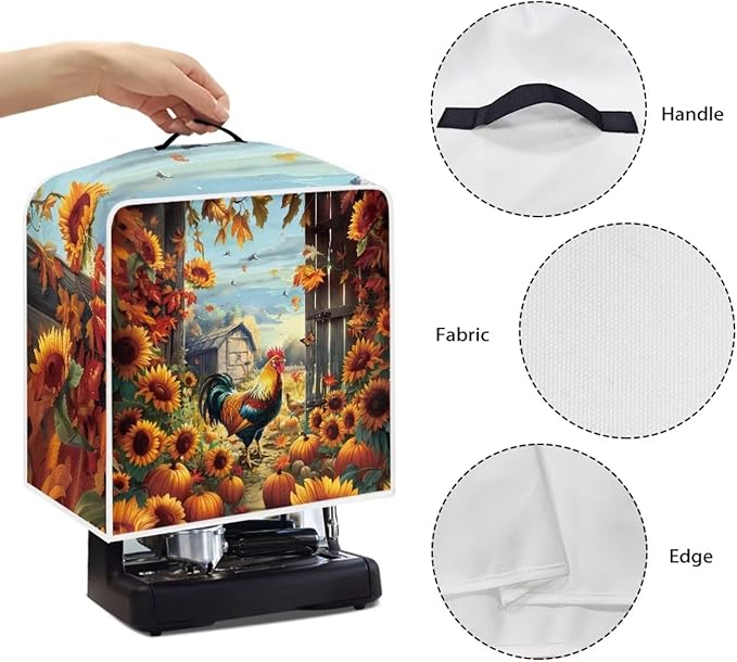 Coffee Maker Cover - Rooster Sunflower Mixer Juice Machine Protector - Washable Waterproof Covers