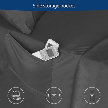 Moonsea King Size Sheets Set for Air Mattress - Deep Pocket King Sheet Set - 3Pcs Side Storage Pocket Fitted Sheet & Pillowcases Easily Fits 16in to 24in Pillow Top Bed Mattress, Black