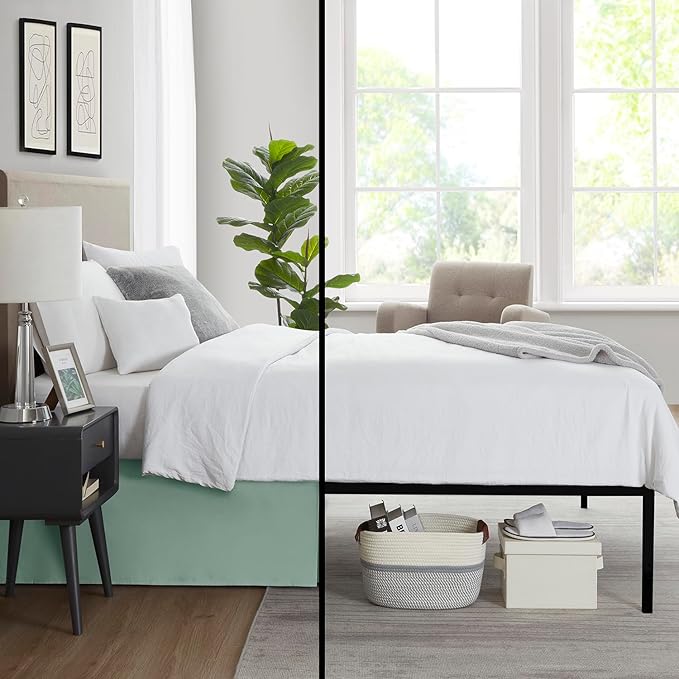 Nestl Sage Green Bed Skirt King Size - King Bed Skirt 14 Inch Drop - Brushed Microfiber Bed Skirts - Hotel Quality Pleated Bed Skirt - Shrinkage & Fade Resistant