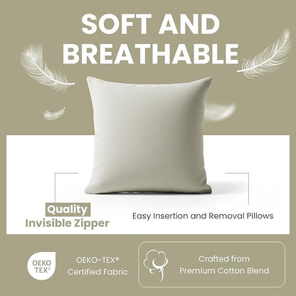 Haven & Glow Decorative Throw Pillow Cover – Square Cushion Case with Zipper | Modern Sofa, Couch & Bed Accent Pillow Covers for Living Room, Bedroom & Home Decor | 18 x 18 inches – Silver Blue – 2 Pc