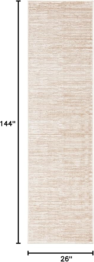 SAFAVIEH Vision Collection Runner Rug - 2'2" x 12', Cream, Modern Ombre Design, Non-Shedding & Easy to Clean, Ideal for Foyer, Hallway, Bedroom (VSN606F)