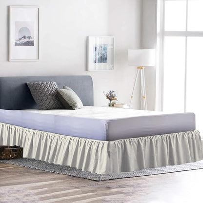 Ruffled Bed Skirt (Queen, Ivory) 18 Inch Drop Dust Ruffle with Platform, 100% Cotton 600 Thread Count Fabric, Gathered Styling, Available in All Bed Sizes and 23 Colors - Bedskirt