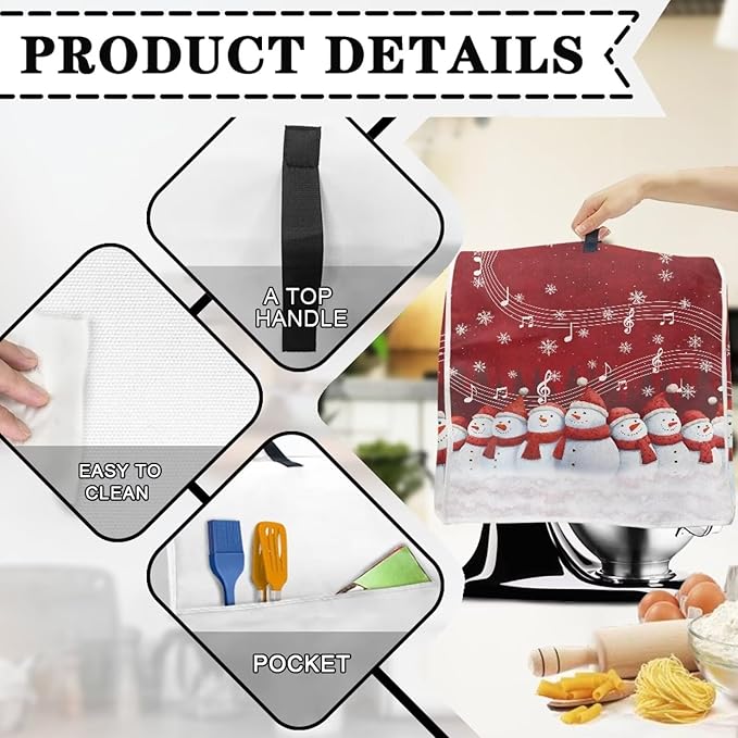 Christmas Stand Mixer Cover 4.5-5 Quart Kitchen Mixer Cover Snowman Food Processor Protective Covers Dust Protection Insulated Kitchen Decoration Gift for Friends