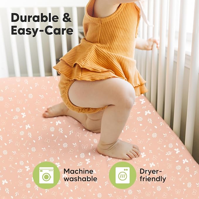 KeaBabies 2-Pack Baby Crib Sheets for Boys, Girls - 52x28 Viscose Derived from Bamboo Toddler Bed Sheets Neutral, Fitted Crib Mattress Cover for Standard Baby Bedding, Soft & Cozy (Butterflies)