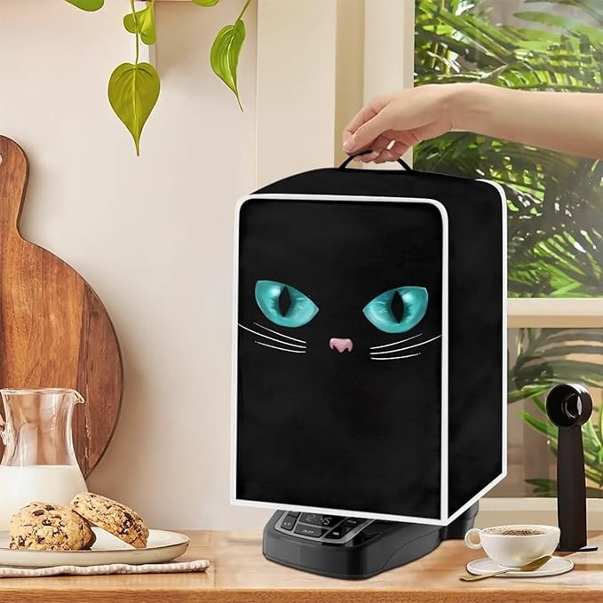Mumeson Black Cat Coffee Maker Cover Kitchen Stand Mixer or Coffee Maker Covers Waterproof Dust Cover Kitchen Appliance Case Kitchen Tool with Top Handle