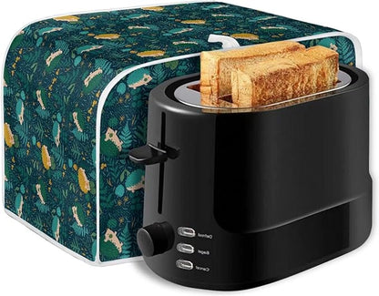 Flowers Hedgehog Printed 2 Slice Kitchen Machine Covers, Dustproof Toaster Cover Fits Most Standard Toaster, Small Kitchen Appliance, Bread Maker Protector
