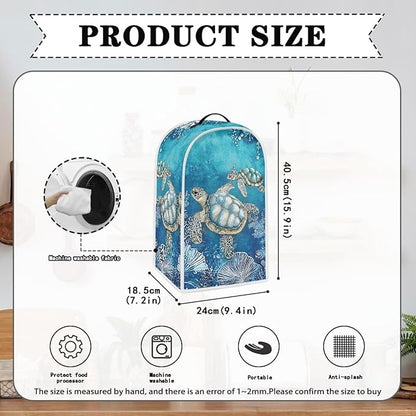 Talayituse Turtle Water Plants Print Blender Dust Cover, Fingerprint Protection Cover for Stand Mixer or Coffee Machine, Home Kitchen Appliance Covers for Stain Dust Resistant Supplies