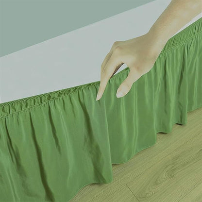 Sage Wrap Around Bed Skirts with 16" Drop - Three Sides Fabric Adjustable Elastic Dust Ruffle Silky Soft -600 TC Stretchy Bed Skirt-Queen XL(60"X 84") Sage