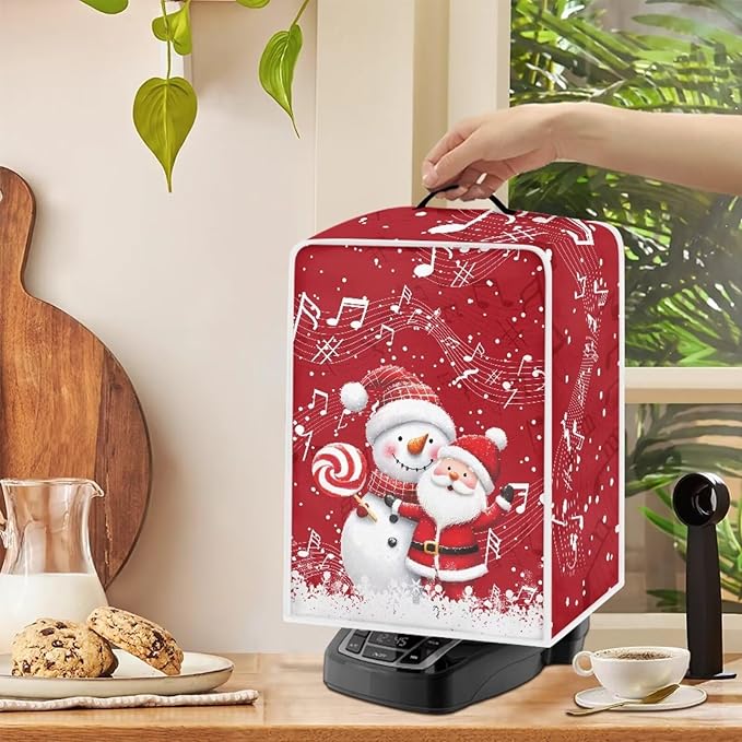 Coffee Maker Cover for Kitchen Counter Christmas Santa Claus Coffee Machine Dust Cover Keep Kitchen Appliance Clean