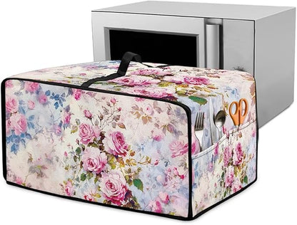 Toaster Oven Dust Cover with Pockets, Stain-resistant Kitchen Electrical Appliance Cover Countertop Ovens Decorations, L, 18.5" x 22.5" x 13", Retro Rose Pink