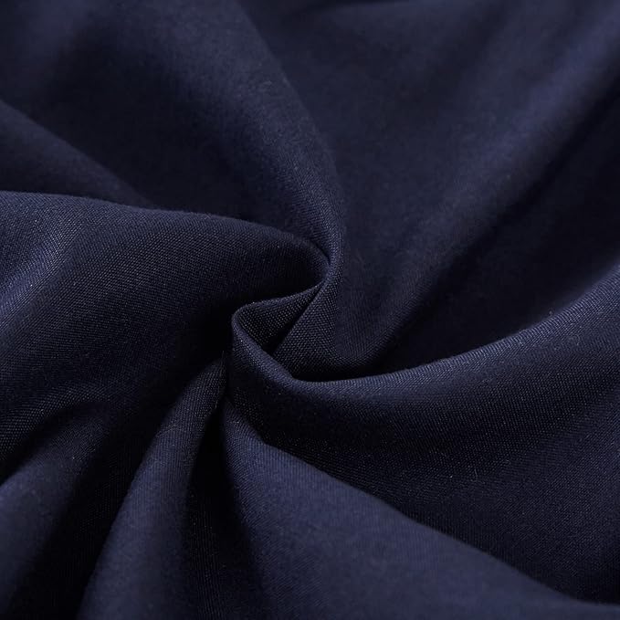 MEILA Wrap Around Bed Skirt Three Fabric Sides Elastic Dust Ruffled 14 Inch Tailored Drop,Easy to Install Fade Resistant-Navy Blue, Twin/Full