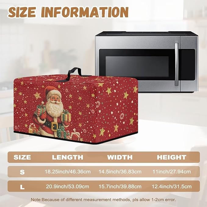 Microwave Oven Cover, Christmas Santa Claus Anti-Scratch Deep Fryer Cover Heat-Resistant Dustproof for Air Fryer Toaster Oven Microwave Oven Microwaves Dust Covers with Handles