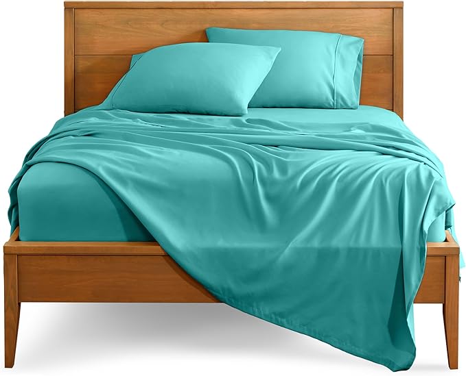 Bare Home Twin Sheet Set - 1800 Ultra-Soft Microfiber - Double Brushed - Deep Pockets - Easy Fit - Extra Soft - 3 Piece Set - Bedding Sheets & Pillowcases (Twin, Turquoise)