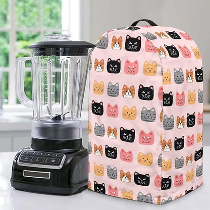 Cute Cats Pattern Blender Dust Cover Stand Mixer or Coffee Maker Appliance Covers with Drawstring, Anti Fingerprint Polyester Dust Proof Stain Resistant Blender Cover for Home Kitchen