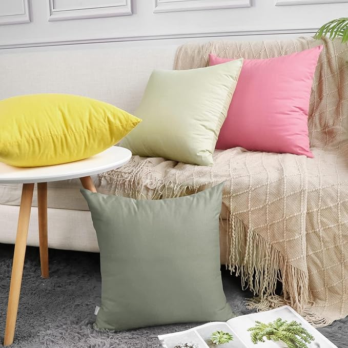 4-Pack 100% Cotton Comfortable Solid Decorative Throw Pillow Case,Thmyo Square Cushion Cover Pillowcase Sublimation Blank Pillow Covers DIY Throw Pillowcase for Sofa Bedroom(24x24 inch/ 60x60cm,Grey)