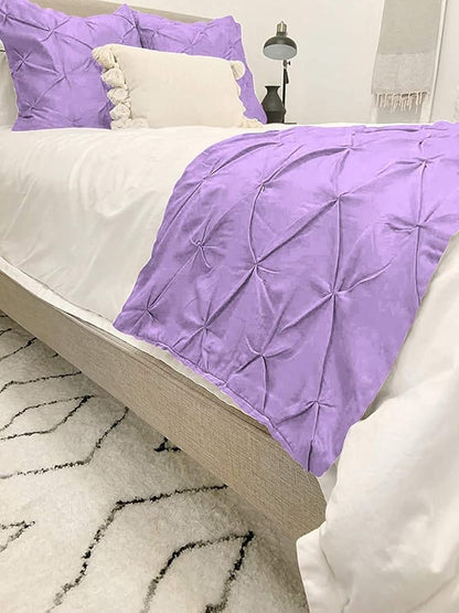 Bed Runner Set - 100% Pure Cotton 800 Thread Count - Luxury 1 Pinch Pleated Bed Runner and 2 Pillow Cover - 3 Piece Pinch Pleated Bed Runner Set King, Lavender
