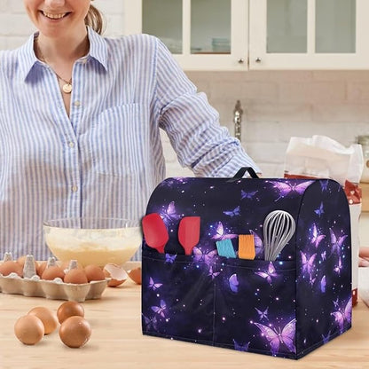 Purple Butterfly Mixer Covers Kitchen Stand Mixer Cover Kitchen Appliance Dust Cover Protection Washable Dustproof Cover for 6-8 Quart Mixer Cover