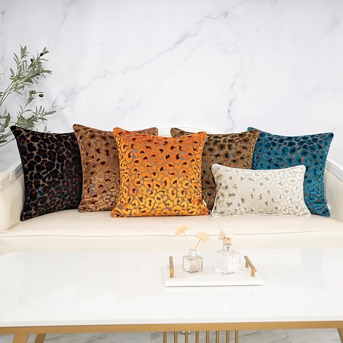Alerfa Black Floral Throw Pillow Cover 12 x 20 Inch Cut Velvet Rectange Luxury Decorative Lumbar Pillow Cover for Couch Living Room Bedroom