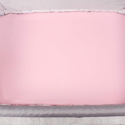 Belsden Pack of 3 Fitted Bassinet Sheet Set, Flexible Fit Various Bassinet, Adapts to Oval, Hourglasss and Rectangle Shaped Bassinet Pads, Cloudy Soft Washable Material, Pink Rose & Pink & Lilac