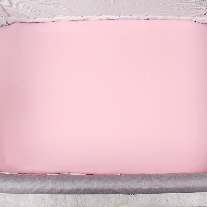 Belsden Pack of 3 Fitted Bassinet Sheet Set, Flexible Fit Various Bassinet, Adapts to Oval, Hourglasss and Rectangle Shaped Bassinet Pads, Cloudy Soft Washable Material, Light Purple & Pink & White