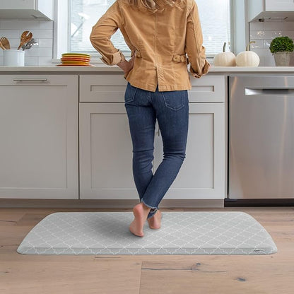 GelPro Elite Premier Anti-Fatigue Kitchen Comfort Floor Mat, 20x48, Lattice Light Grey Stain Resistant Surface with Therapeutic Gel and Energy-Return Foam for Health & Wellness