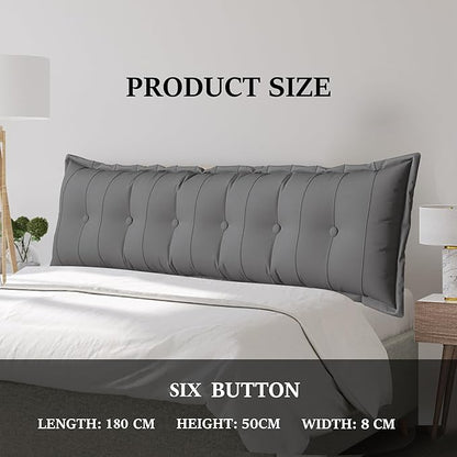 Large Bolster Reading Pillow Queen Backrest Positioning Support Pillow Daybed Cushion Headboard Pillows for Bed Bunk Sofa with Removable Cover, Grey, 59x3x20 Inch