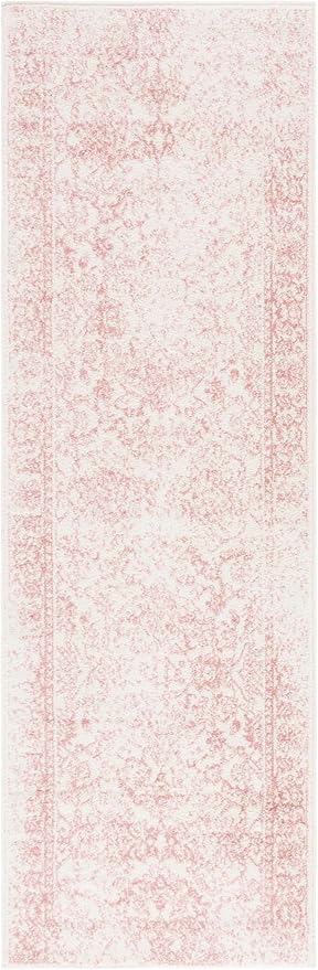 SAFAVIEH Adirondack Collection Runner Rug - 2'6" x 10', Ivory & Rose, Distressed Vintage Floral Design, Non-Shedding & Easy to Clean, Ideal for Hallway, Foyer, Entryway, Bedroom (ADR109H)