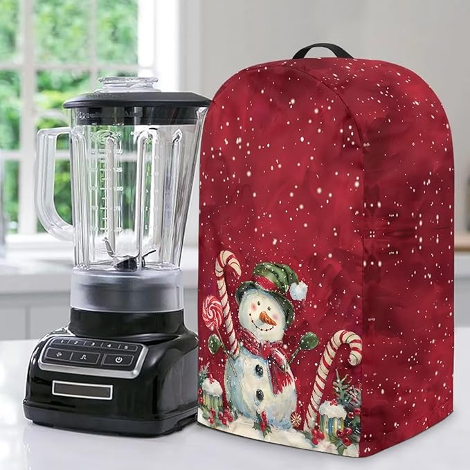 Christmas Blender Dust Cover Stand Mixer or Coffee Maker Appliance Covers with Drawstring Anti Fingerprint Polyester Dust Proof Stain Resistant Blender Cover for Kitchen, Snowman Print