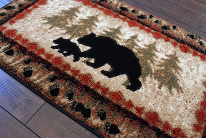 Masada Masada Rugs 2'x3' Cabin/Lodge Theme Area Rug with Bear and Cub Scene