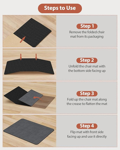 Blvornl Office Chair Mat for Hardwood Floor and Low Pile Carpet, 35.5" x 47.2" Corduroy Surface Desk Rolling Chair Mat for Hard Floors, Heavy Duty Carpeted Floor Protector Rug for Home, Dark Grey