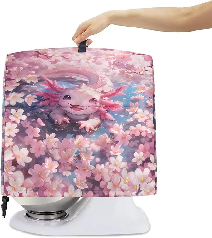 Axolotl Cherry Blossom Stand Mixer Covers Pink Kitchen Decoration Kitchen Aid Mixer Cover Dust Cover with Pockets and Handle Kitchen Accessories Mixer Covers