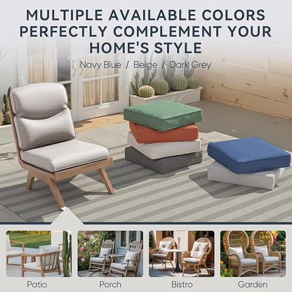 Outdoor Chair Cushions 3 Packs - Outside High Back Comfortable Thickened Pillow 22x24 with Zipper Cover for Patio Rocking Swivel Chairs Loveseat Sofa – Beige/Crescent