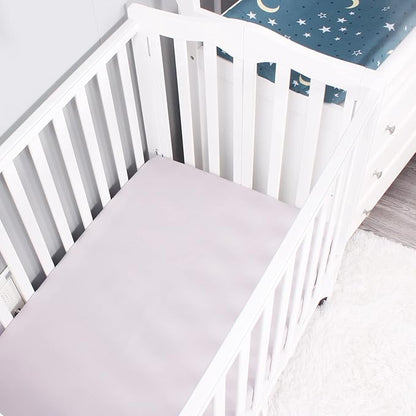 Belsden Pack of 3 Mini Crib Sheet Set, Pack N Play Sheet Set for Baby Boys and Girls, Cloudy Soft Touch and Machine Washable, Fitted Playard/Portable Crib Sheet, White & Grey & Light Grey