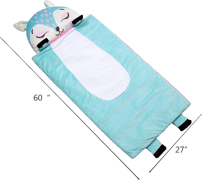 Kid's Nap Buddies Character Preschool Nap Mat, Toddler Sleeping Bag with Pillow for Daycare, Ages 3+