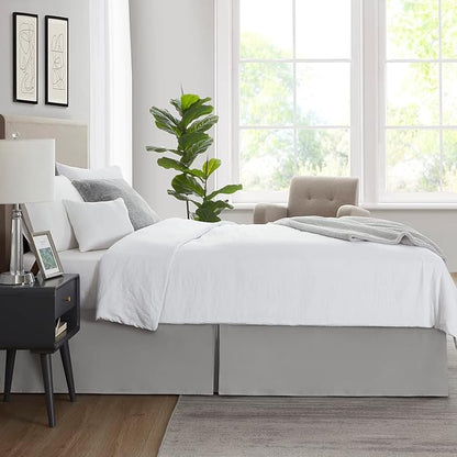 Nestl Silver Twin Bed Skirt - Twin Size Bed Skirt 14 Inch Drop - Brushed Microfiber Bed Skirts - Hotel Quality Pleated Bed Skirt - Shrinkage & Fade Resistant