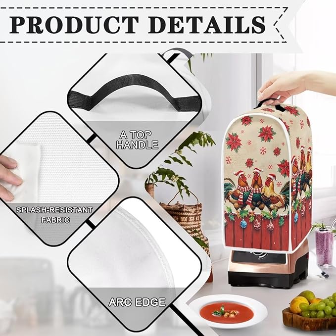 Chicken Blender Cover Dust Cover for Kitchen Christmas Food Processor Dust Covers with Handle Easy to Install Protection Covers for Stand Mixer Juice Machine Gift for Holiday