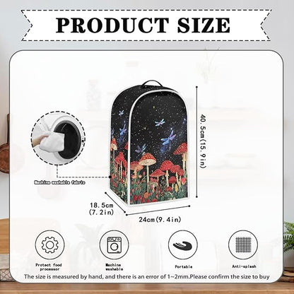 Blender Covers for Kitchen Food Processor Cover with Handle, Dust Covers for Kitchen Appliances Stand Mixer or Coffee Maker Appliance Cover, Mushroom Dragonfly Print